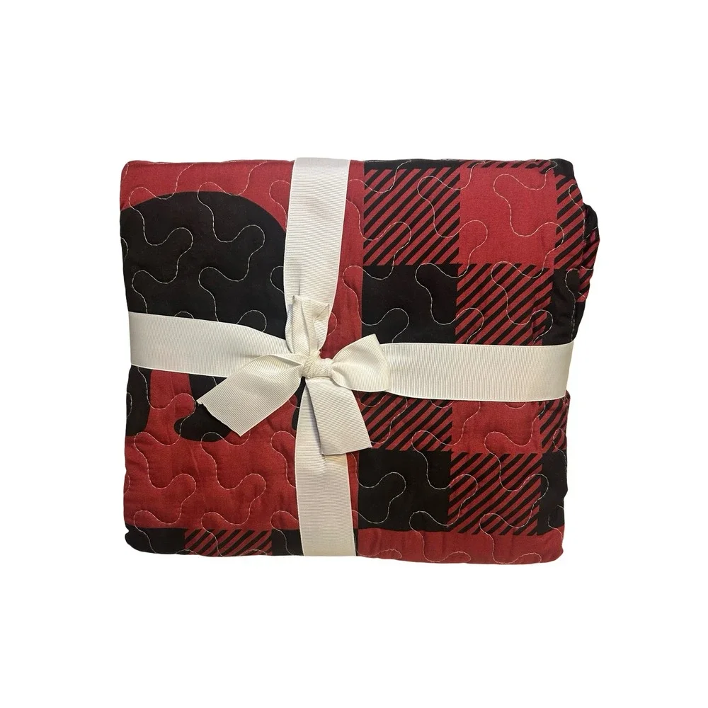 Virah Bella Buffalo Bear Plaid Quilted Throw Blanket Red Black 50x60 NWT‎